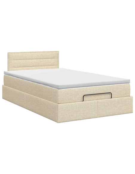 Letto ottomano con materasso Crema 120 x 190 cm Tessuto