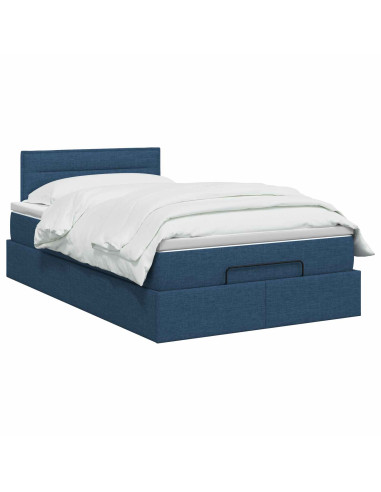 Letto ottomano con materasso Blu 120 x 190 cm Tessuto