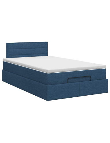 Letto ottomano con materasso Blu 120 x 190 cm Tessuto