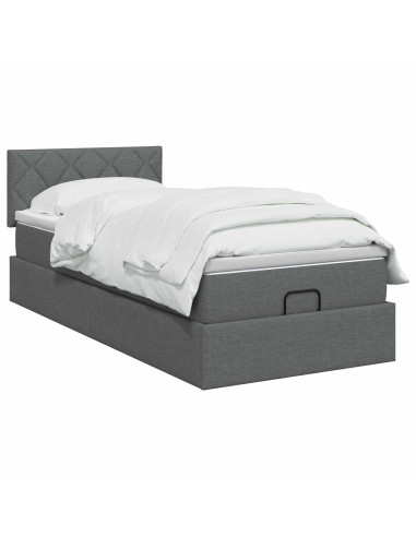 Letto ottomano con materasso Grigio Scuro 80 x 200 cm Tessuto