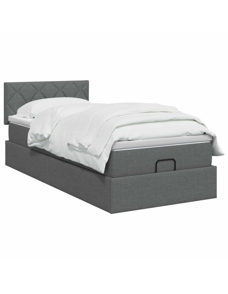 Letto ottomano con materasso Grigio Scuro 80 x 200 cm Tessuto