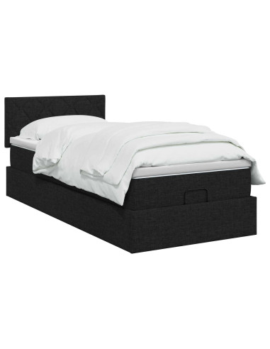 Letto ottomano con materasso Nero 80 x 200 cm Tessuto