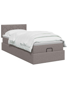Letto ottomano con materasso Tortora 80 x 200 cm Tessuto 2