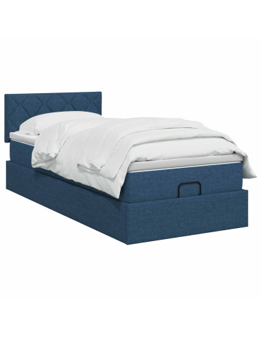 Letto ottomano con materasso Blu 80 x 200 cm Tessuto