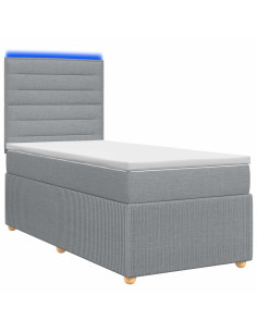 Letto Box Spring LED con Materasso Grigio Chiaro 80 x 200 cm