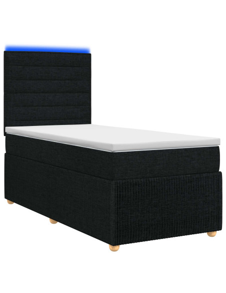 Letto Box Spring LED con Materasso Nero 80 x 200 cm Tessuto