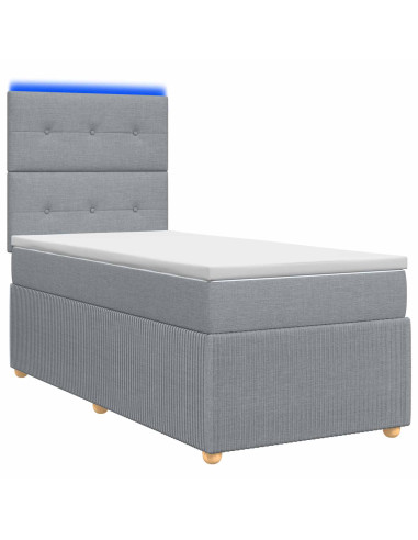 Letto Box Spring LED con Materasso Grigio Chiaro 80 x 200 cm