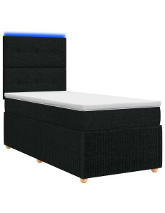 Letto Box Spring LED con Materasso Nero 80 x 200 cm Tessuto