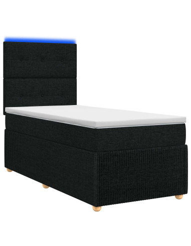 Letto Box Spring LED con Materasso Nero 80 x 200 cm Tessuto