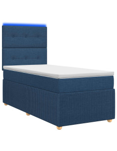 Letto Box Spring LED con Materasso Blu 80 x 200 cm Tessuto