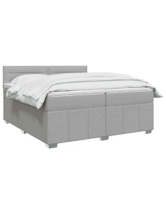 Letto Box Spring LED con Materasso Grigio Chiaro 200 x 200 cm 2