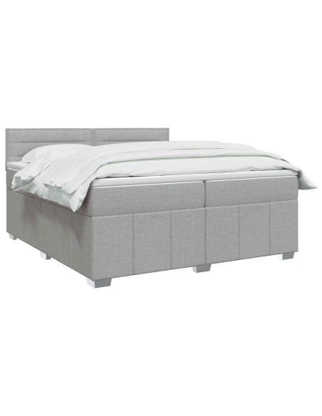 Letto Box Spring LED con Materasso Grigio Chiaro 200 x 200 cm