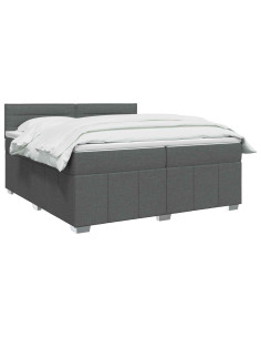 Letto Box Spring LED con Materasso Grigio Scuro 200 x 200 cm 2
