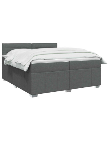 Letto Box Spring LED con Materasso Grigio Scuro 200 x 200 cm