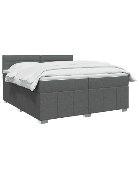 Letto Box Spring LED con Materasso Grigio Scuro 200 x 200 cm