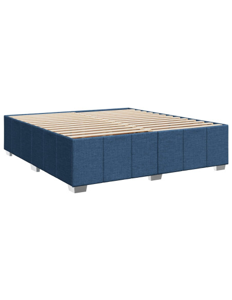Letto Box Spring LED con Materasso Blu 200 x 200 cm Tessuto
