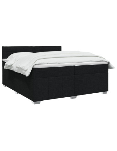Letto Box Spring LED con Materasso Nero 200 x 200 cm Tessuto