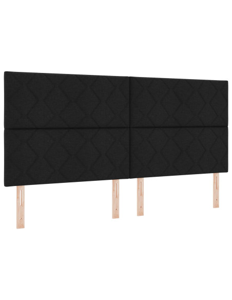 Letto Box Spring LED con Materasso Nero 200 x 200 cm Tessuto