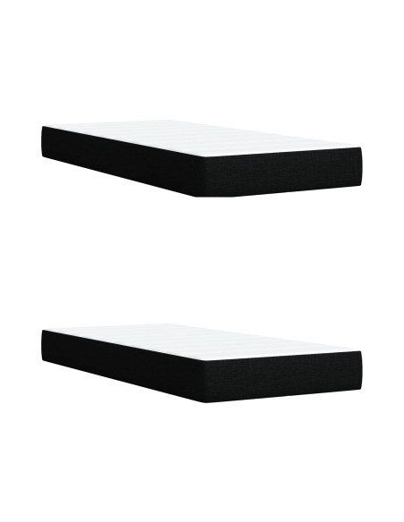 Letto Box Spring LED con Materasso Nero 200 x 200 cm Tessuto