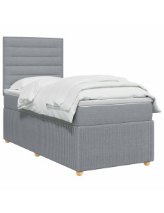 Letto Box Spring LED con Materasso Grigio Chiaro 80 x 200 cm 2