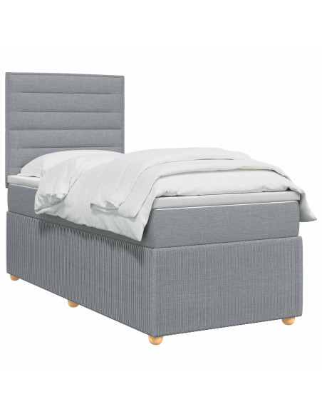 Letto Box Spring LED con Materasso Grigio Chiaro 80 x 200 cm
