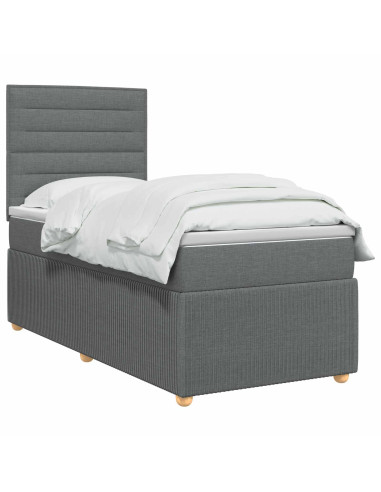 Letto Box Spring LED con Materasso Grigio Scuro 80 x 200 cm