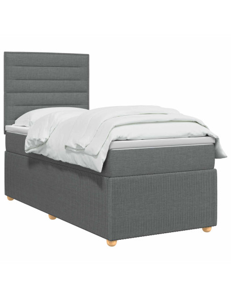 Letto Box Spring LED con Materasso Grigio Scuro 80 x 200 cm