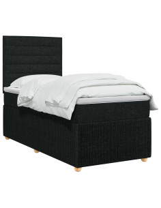 Letto Box Spring LED con Materasso Nero 80 x 200 cm Tessuto 2