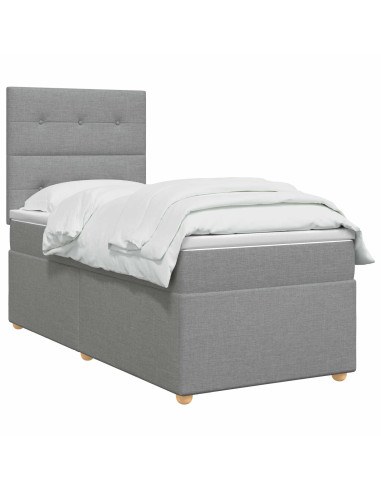 Letto Box Spring LED con Materasso Grigio Chiaro 80 x 200 cm