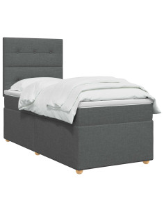 Letto Box Spring LED con Materasso Grigio Scuro 80 x 200 cm 2