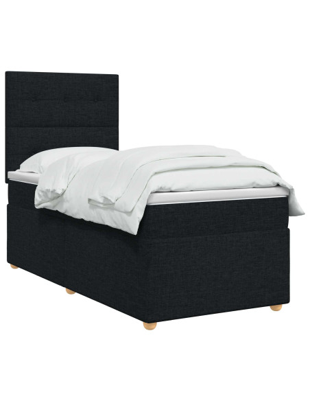 Letto Box Spring LED con Materasso Nero 80 x 200 cm Tessuto