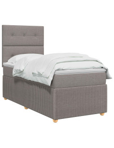 Letto Box Spring LED con Materasso Tortora 80 x 200 cm Tessuto 2