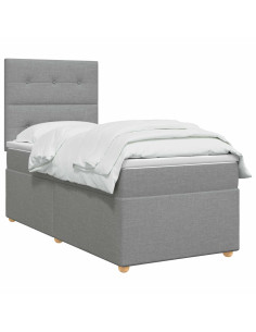 Letto Box Spring LED con Materasso Grigio Chiaro 90 x 190 cm 2