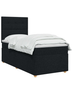 Letto Box Spring LED con Materasso Nero 90 x 190 cm Tessuto 2