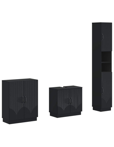 Set di armadietti da bagno in 3 pezzi HOORN Nero