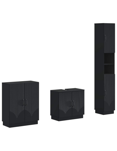 Set di armadietti da bagno in 3 pezzi HOORN Nero