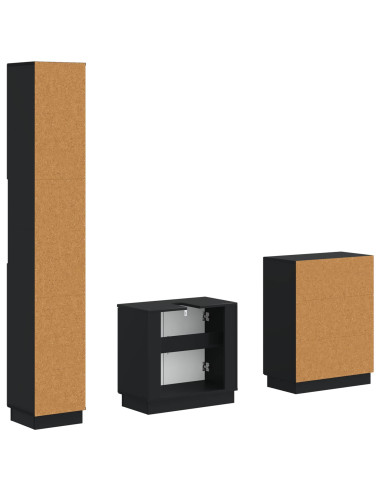 Set di armadietti da bagno in 3 pezzi HOORN Nero