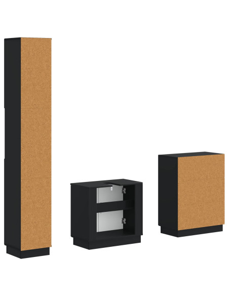 Set di armadietti da bagno in 3 pezzi HOORN Nero