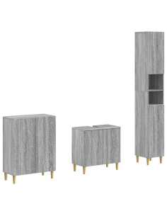 Set di armadietti da bagno in 3 pezzi DELFT Sonoma grigio
