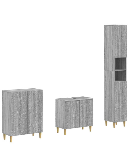 Set di armadietti da bagno in 3 pezzi DELFT Sonoma grigio