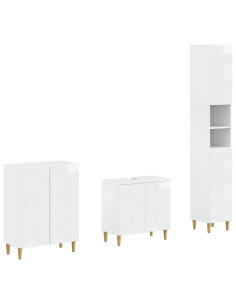 Set di armadietti da bagno in 3 pezzi DELFT Bianco Lucido