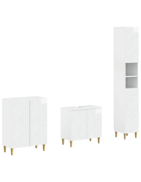 Set di armadietti da bagno in 3 pezzi DELFT Bianco Lucido