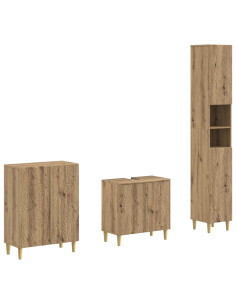 Set di armadietti da bagno in 3 pezzi DELFT Rovere Artigianale