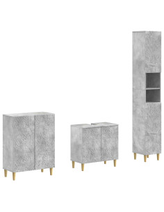 Set di armadietti da bagno in 3 pezzi DELFT Grigio Cemento