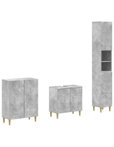 Set di armadietti da bagno in 3 pezzi DELFT Grigio Cemento