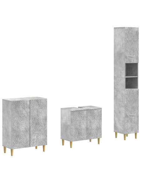 Set di armadietti da bagno in 3 pezzi DELFT Grigio Cemento