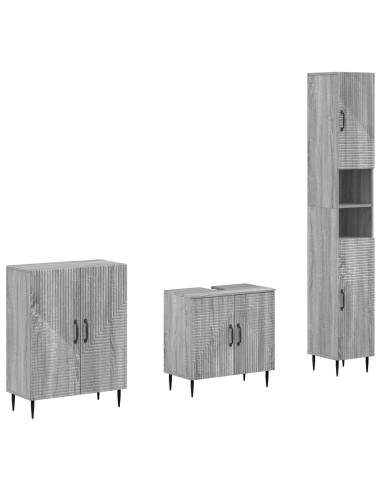 Set di armadietti da bagno in 3 pezzi HAARLEM Sonoma grigio