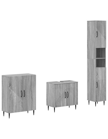 Set di armadietti da bagno in 3 pezzi HAARLEM Sonoma grigio