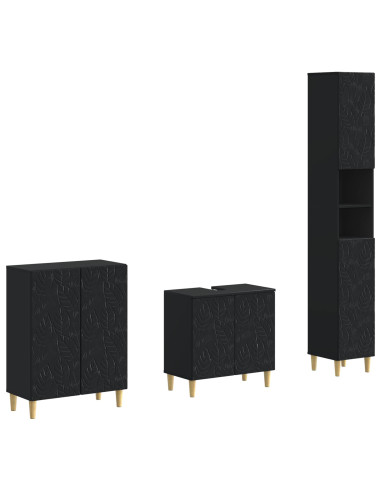 Set di armadietti da bagno in 3 pezzi DELFT Nero