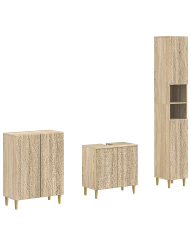 Set di armadietti da bagno in 3 pezzi DELFT Rovere Sonoma
